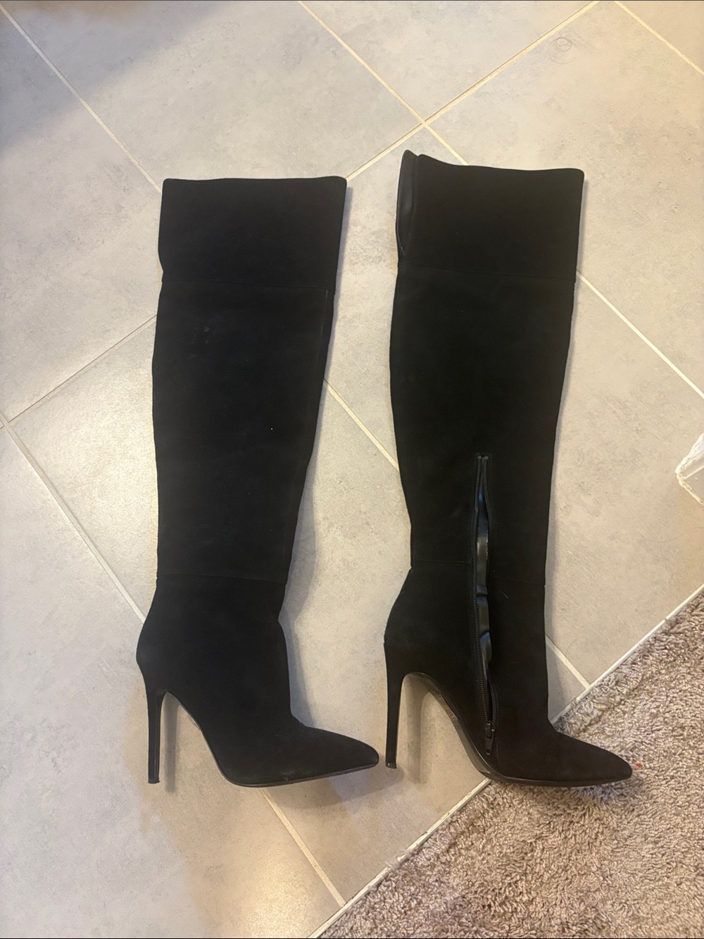 Aldo Black Over-the-Knee Suede Stiletto Boots